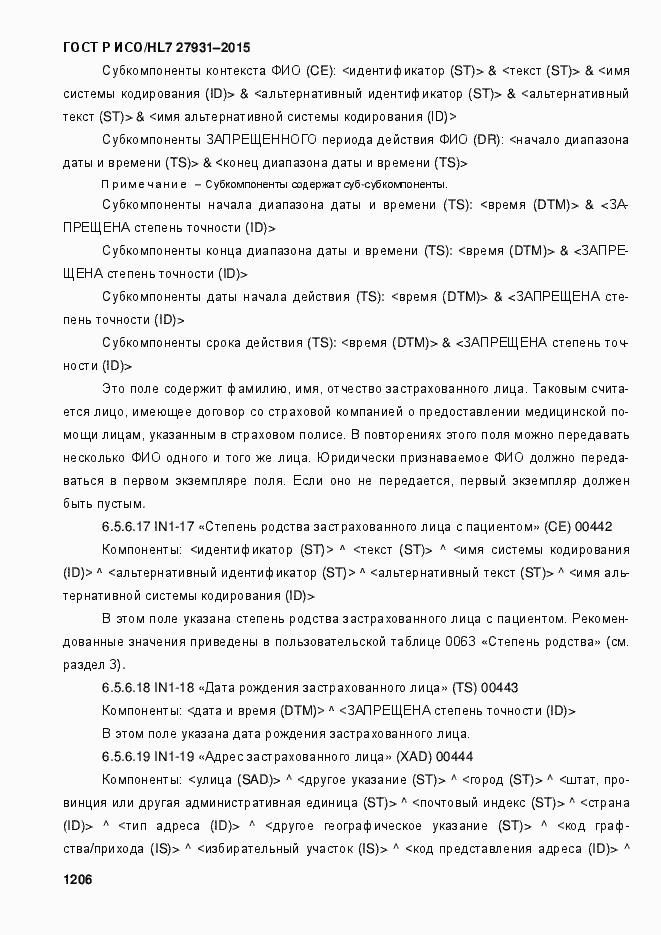 ���� � ���/HL7 27931-2015. �������� 1212
