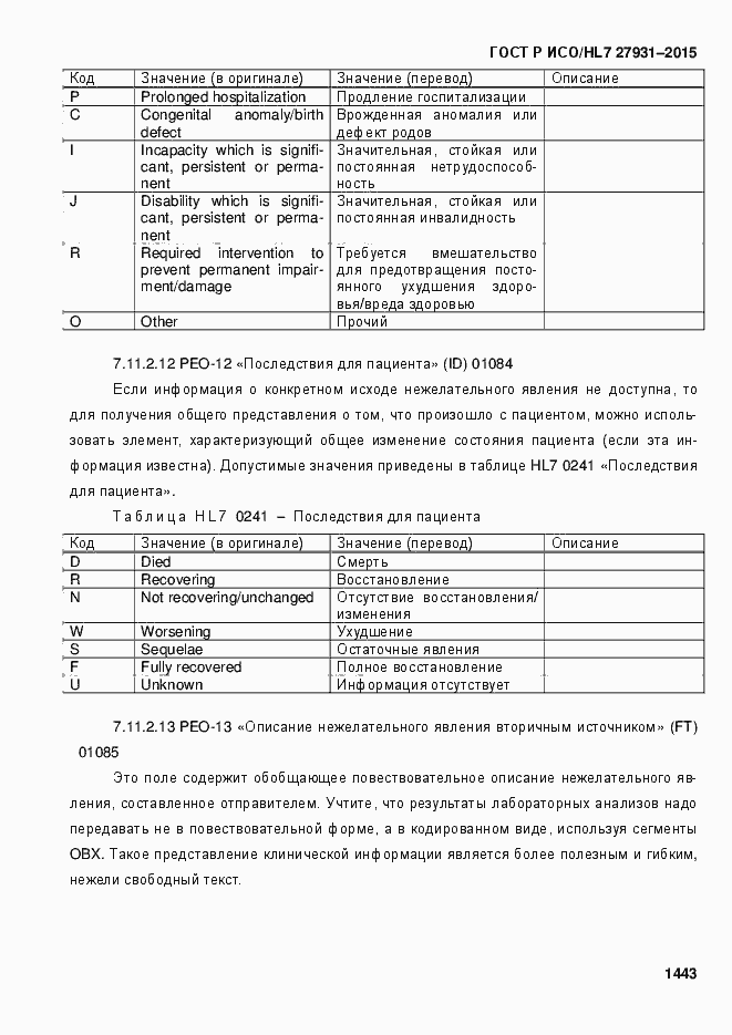 ���� � ���/HL7 27931-2015. �������� 1449