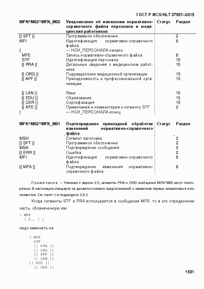 ���� � ���/HL7 27931-2015. �������� 1537