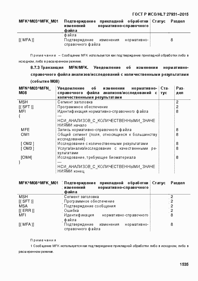 ���� � ���/HL7 27931-2015. �������� 1541