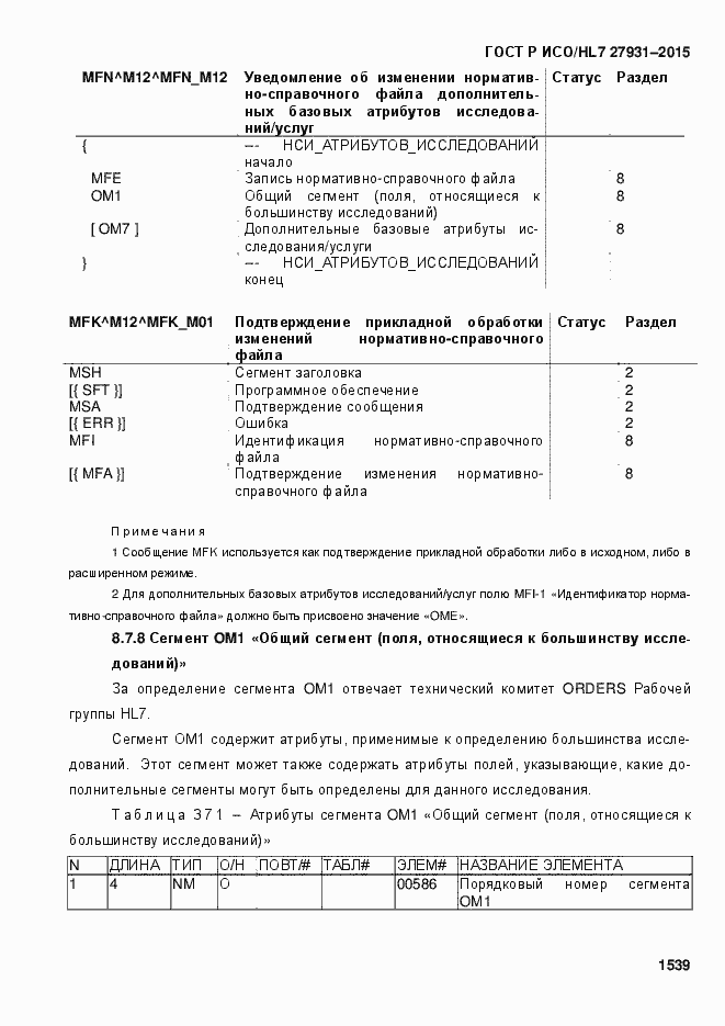 ���� � ���/HL7 27931-2015. �������� 1545