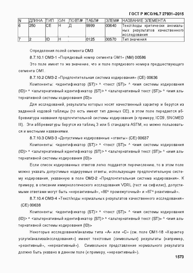 ���� � ���/HL7 27931-2015. �������� 1579