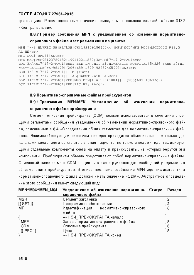 ���� � ���/HL7 27931-2015. �������� 1616