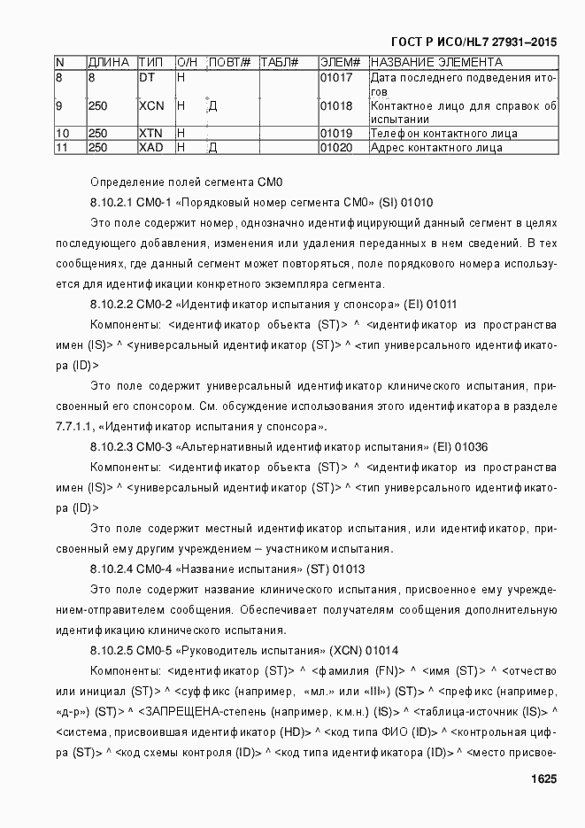 ���� � ���/HL7 27931-2015. �������� 1631