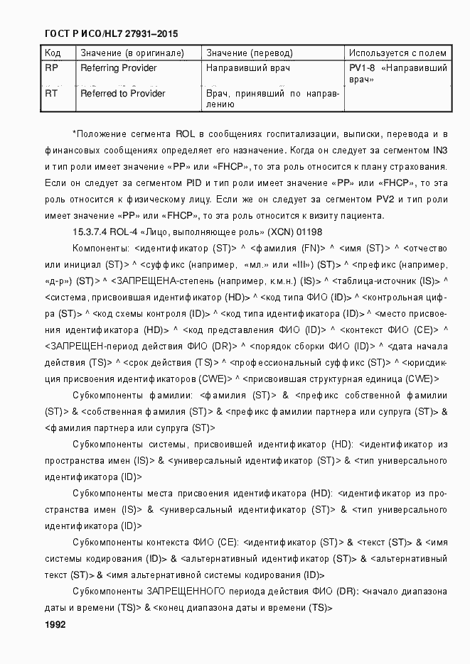 ���� � ���/HL7 27931-2015. �������� 1998