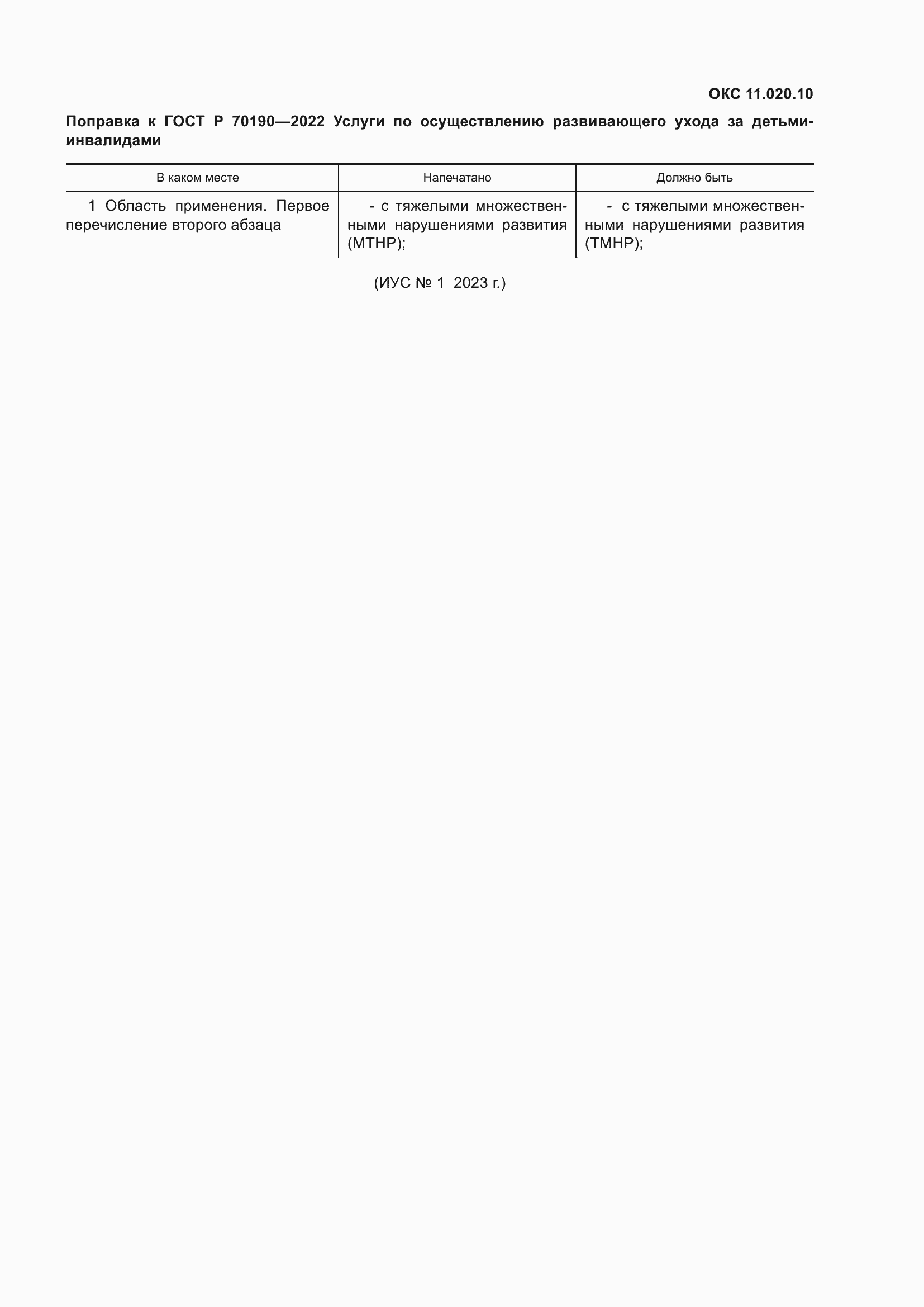 Поправка к ГОСТ Р 70190-2022