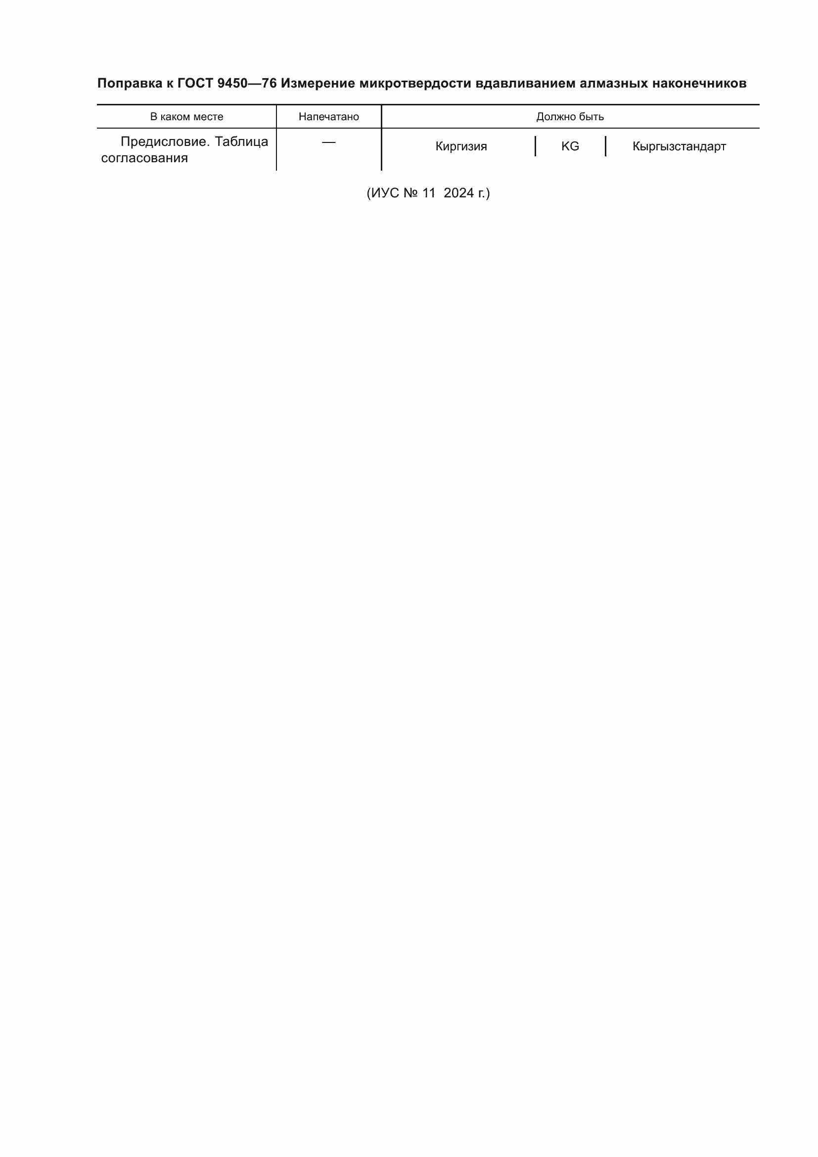 Поправка к ГОСТ 9450-76