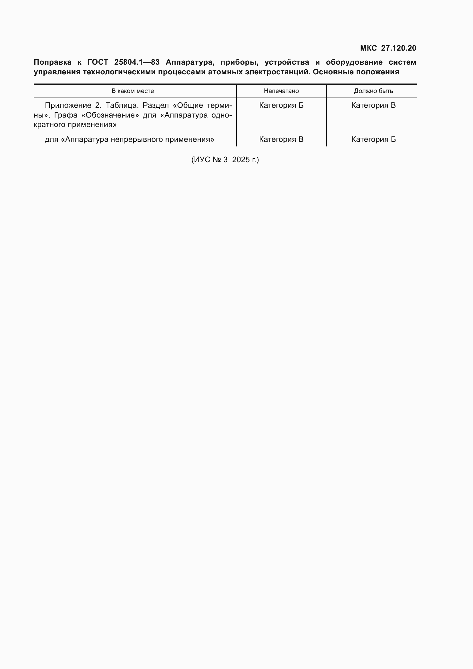 Поправка к ГОСТ 25804.1-83