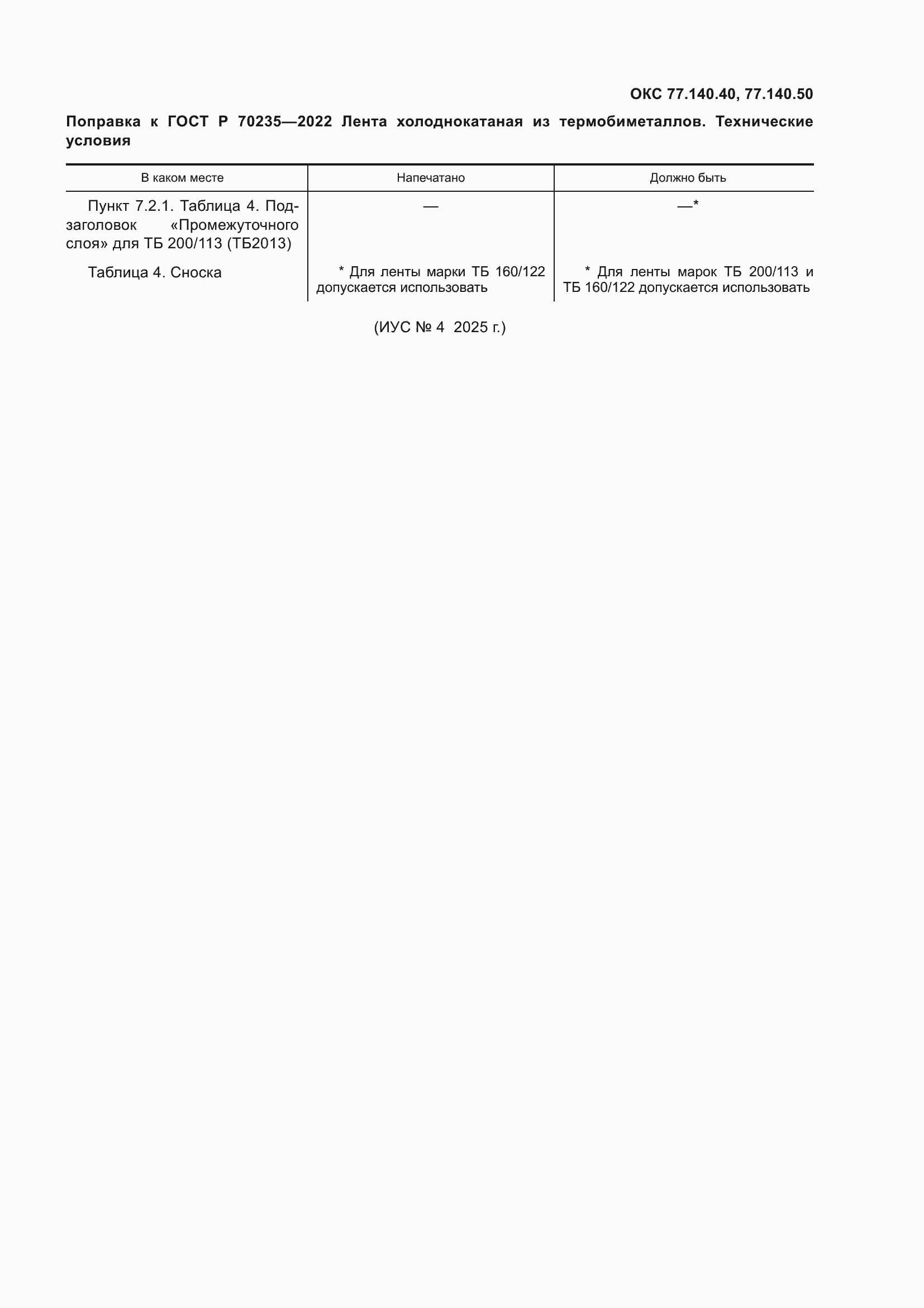 Поправка к ГОСТ Р 70235-2022
