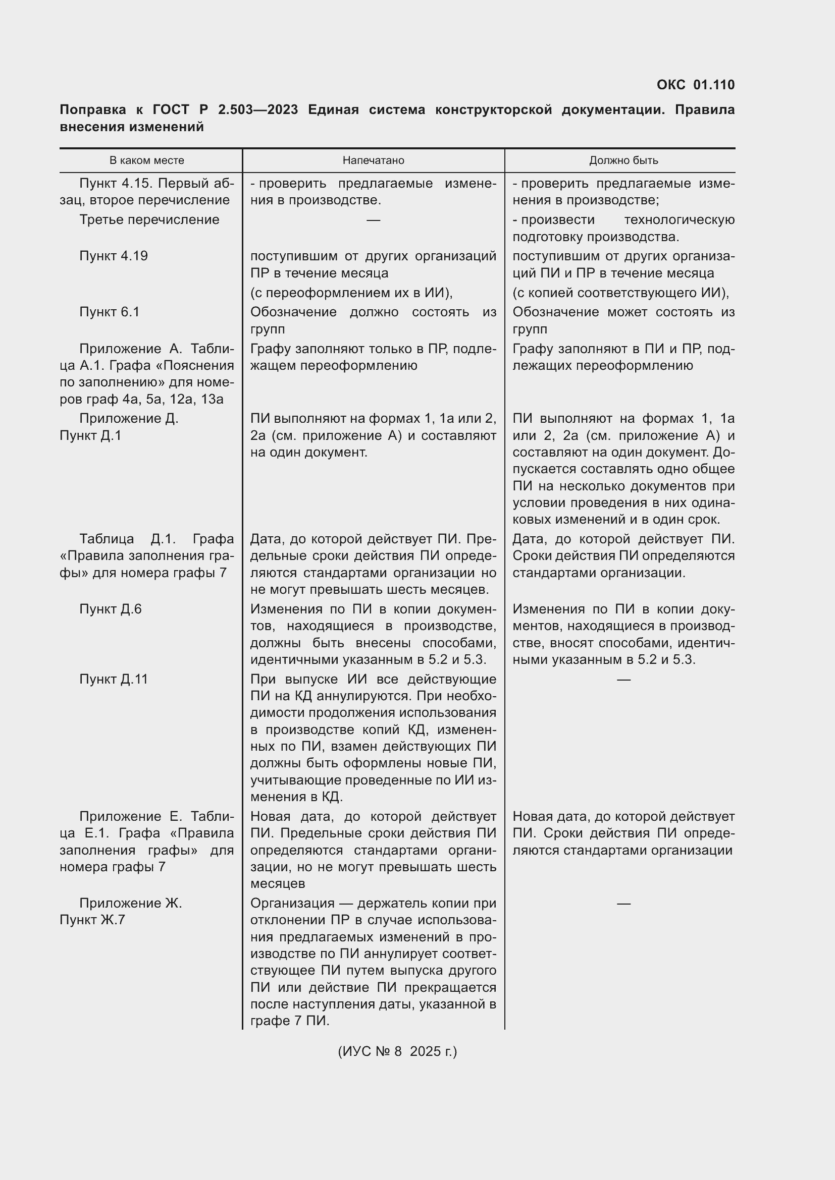 Поправка к ГОСТ Р 2.503-2023