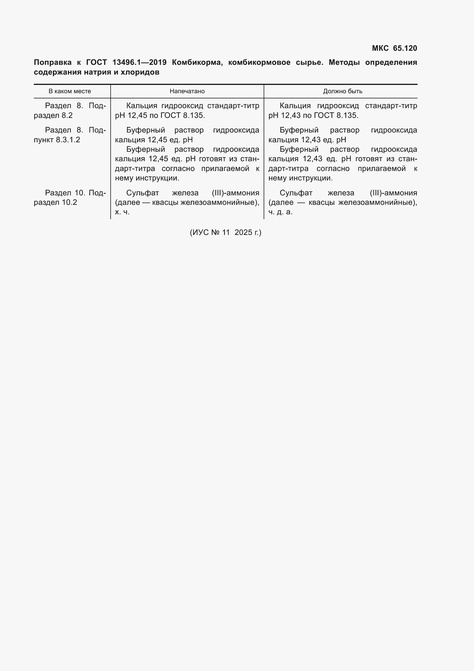 Поправка к ГОСТ 13496.1-2019