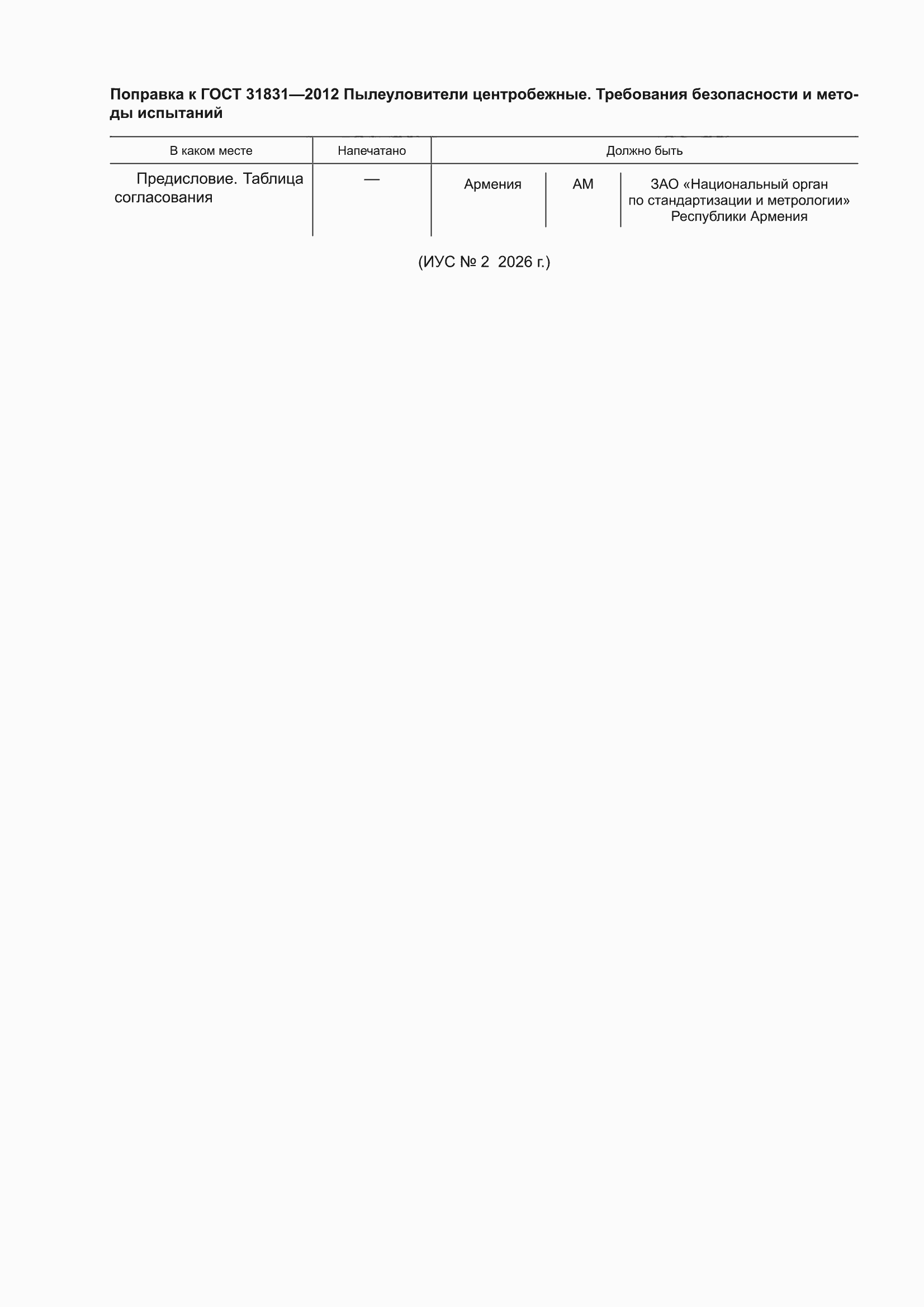 Поправка к ГОСТ 31831-2012