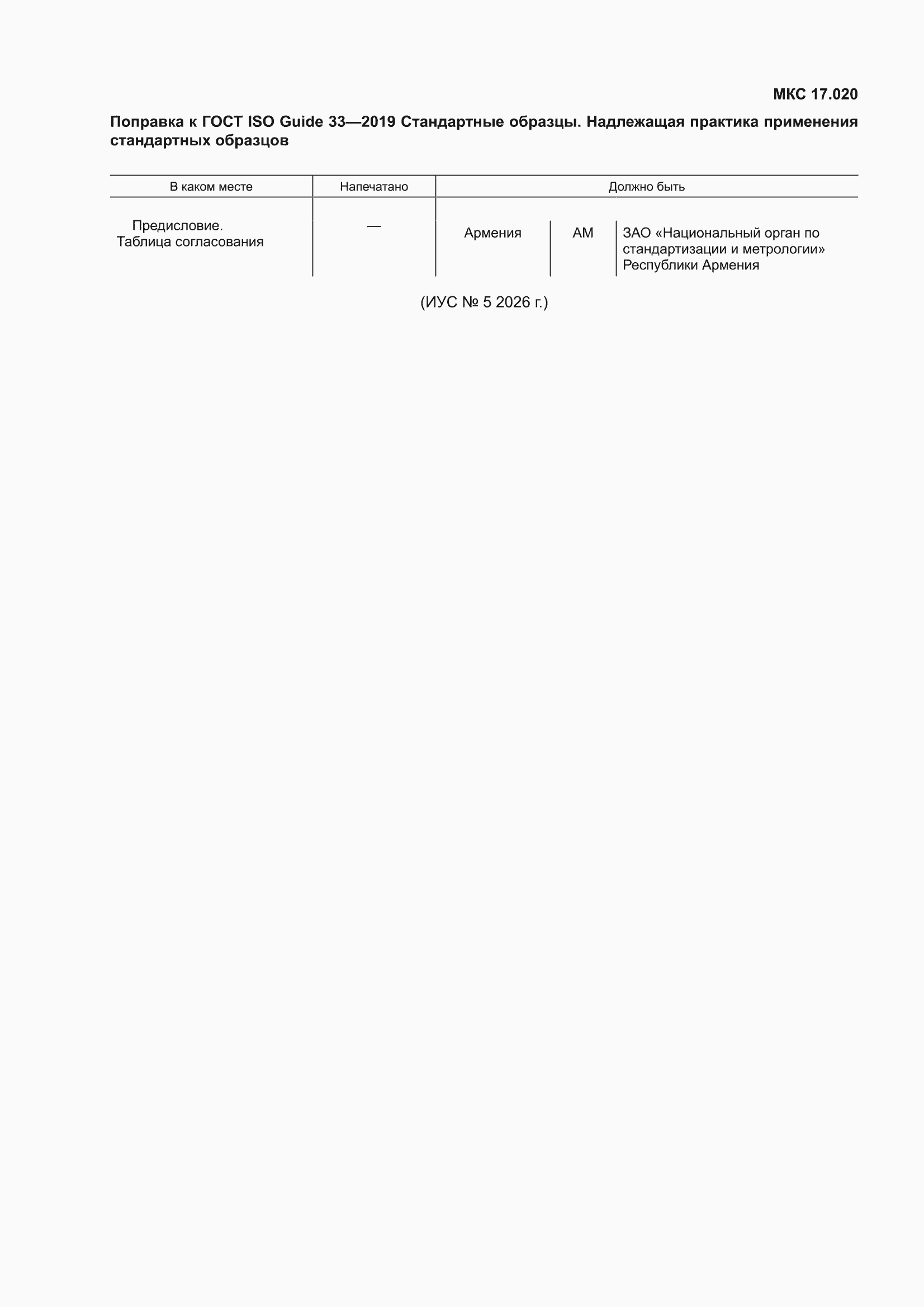 Поправка к ГОСТ ISO Guide 33-2019